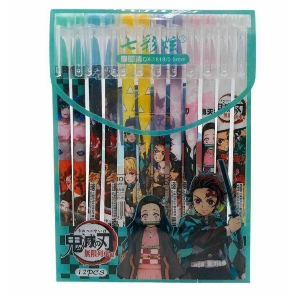 Demon Slayer Kimetsu no Yaiba 12 Piece Gel Pen Set 0.5mm Anime‎ Stationery NEW